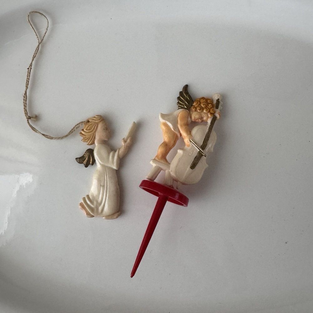 Vintage Plastic Japan Musical Choir Angel Christmas Ornament & Pick Germany